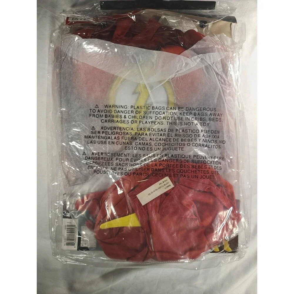 DC The Flash Costume Child Small 4 Piece Muscle Jumpsuit Mask Gloves